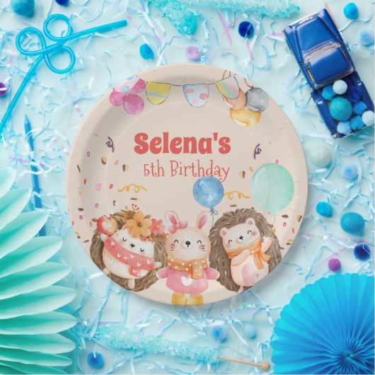 Waldtiere in Aquarellen Pappteller (Party)