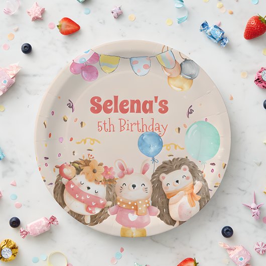 Waldtiere in Aquarellen Pappteller