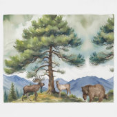 Waldtiere in den Bergen Vlies-Blanket Fleecedecke (Vorderseite (Horizontal))