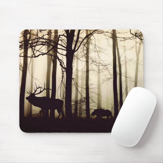 Waldtiere in einem Nebel Mousepad (Mit Mouse)