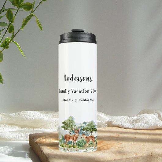 Waldtiere in Familienurlaub Thermosbecher