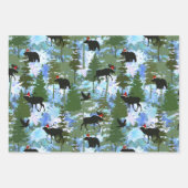 Waldtiere in Weihnachtsmannmützen Geschenkpapier Set (Vorderseite 2)