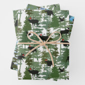 Waldtiere in Weihnachtsmannmützen Geschenkpapier Set (Beispiel)