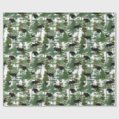 Waldtiere in Weihnachtsmannmützen - Umschlagpapier Geschenkpapier (Flach)