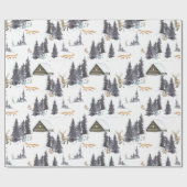 Waldtiere in Winterwaldmuster Geschenkpapier (Flach)