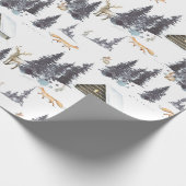 Waldtiere in Winterwaldmuster Geschenkpapier (Ecke)