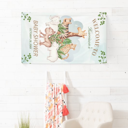 Waldtiere Jungle Greenery Kinderdusche Banner (Insitu)