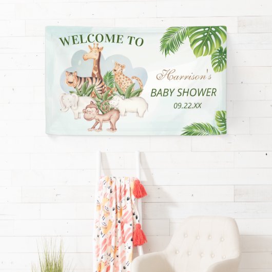 Waldtiere Jungle Greenery Kinderdusche Banner (Insitu)