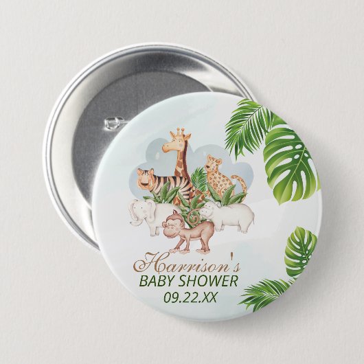Waldtiere Jungle Greenery Kinderdusche Button (Vorne & Hinten)