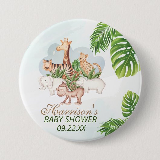 Waldtiere Jungle Greenery Kinderdusche Button (Vorderseite)