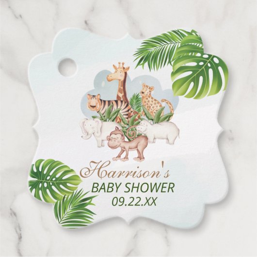 Waldtiere Jungle Greenery Kinderdusche Geschenkanhänger (Vorderseite)