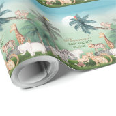 Waldtiere Jungle Greenery Kinderdusche Geschenkpapier (Rolleneckpunkt)