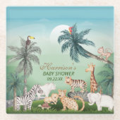 Waldtiere Jungle Greenery Kinderdusche Glasuntersetzer (Vorderseite)