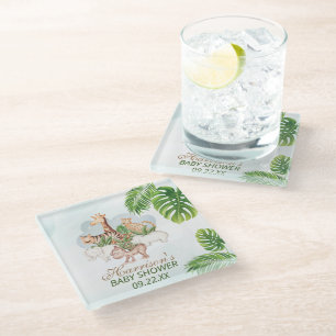 Waldtiere Jungle Greenery Kinderdusche Glasuntersetzer