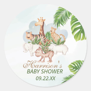 Waldtiere Jungle Greenery Kinderdusche Runder Aufkleber