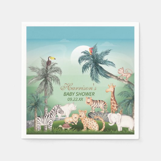 Waldtiere Jungle Greenery Kinderdusche Serviette (Vorderseite)