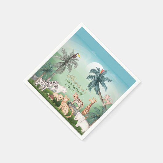 Waldtiere Jungle Greenery Kinderdusche Serviette (Ecke)