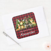 Waldtiere Kariertes Buchzeichen Quadratischer Aufkleber (Umschlag)