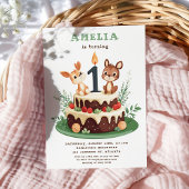 Waldtiere Kind zum ersten Geburtstag Einladung