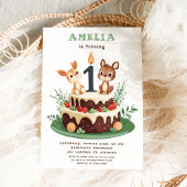 Waldtiere Kind zum ersten Geburtstag Einladung