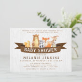 Waldtiere Kinderdusche Einladung neutral (Stehend Vorderseite)