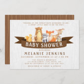 Waldtiere Kinderdusche Einladung neutral (Vorne/Hinten)