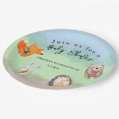 Waldtiere Kinderdusche Pappteller (Schrägansicht)