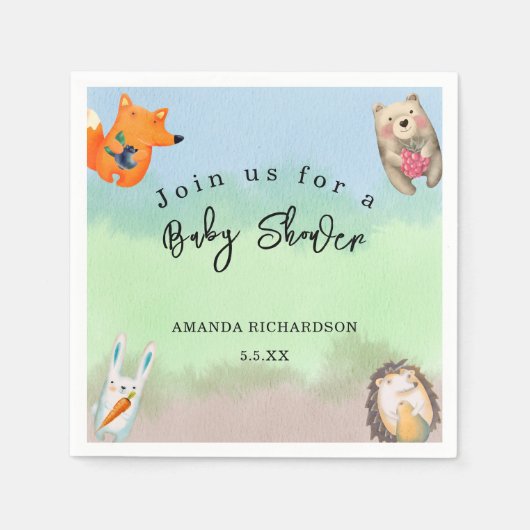 Waldtiere Kinderdusche Serviette (Vorderseite)