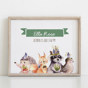 Waldtiere Kinderzimmer Name Wall Art Poster