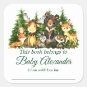 Waldtiere Kleinkinddusche Buchschilder Quadratischer Aufkleber (Vorderseite)