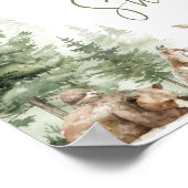 Waldtiere Landtiere Begrüßung Babydusche Zeichen Poster (Ecke)