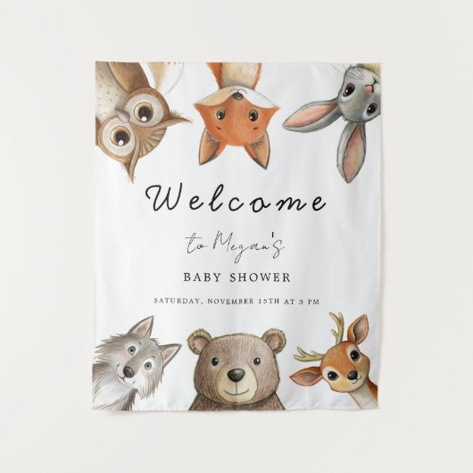 Waldtiere Landtiere Reisen Kinderdusche Wandteppich (Vorderseite)