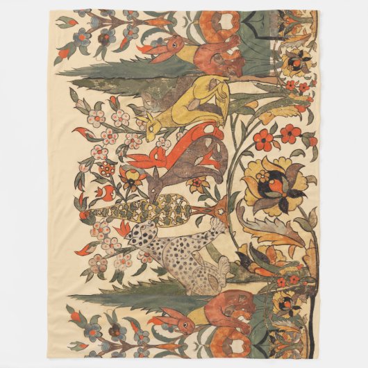 WALDTIERE, LEOPARD, JACKALS, RABBITS, BLUME FLEECEDECKE (Vorderseite)