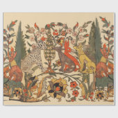 WALDTIERE, LEOPARD, JACKALS, RABBITS, BLUME GESCHENKPAPIER (Flach)