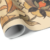 WALDTIERE, LEOPARD, JACKALS, RABBITS, BLUME GESCHENKPAPIER (Rolleneckpunkt)