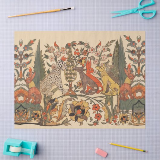 WALDTIERE, LEOPARD, JACKALS, RABBITS, BLUME SEIDENPAPIER (Basteln)