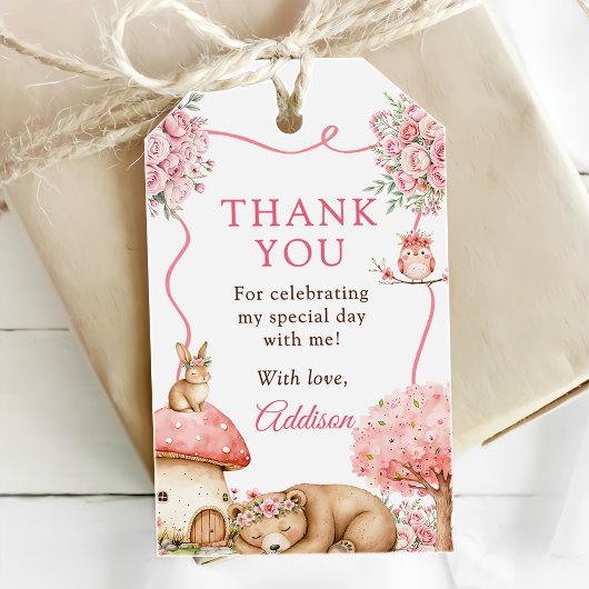 Waldtiere Mädchen 1. Geburtstagsfeier Geschenkanhänger