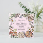 Waldtiere Mädchen-Babydusche Einladung (Stehend Vorderseite)