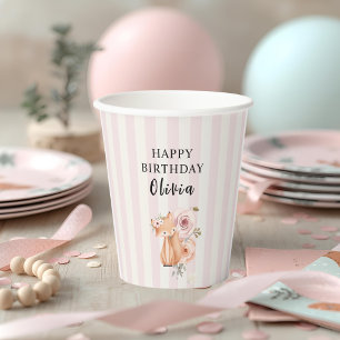 Waldtiere Mädchen Geburtstag Rosa Pappbecher