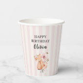 Waldtiere Mädchen Geburtstag Rosa Pappbecher (Vorderseite)