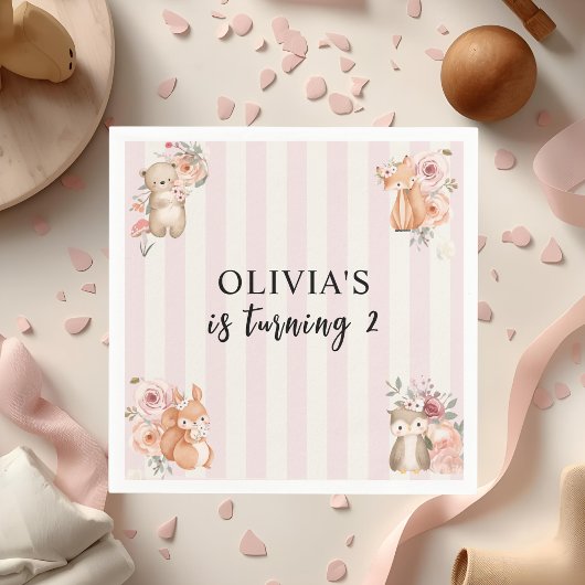 Waldtiere Mädchen Geburtstag Rosa Serviette