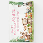 Waldtiere Mädchen zum Geburtstag Banner (Vertikal)