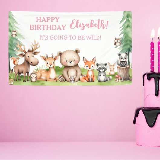 Waldtiere Mädchen zum Geburtstag Banner