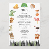 Waldtiere Menükarte (Vorderseite)
