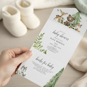 Waldtiere mit Baby-Dusche All In One Einladung