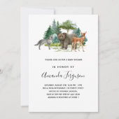 Waldtiere mit Babydusche tragen Wölfe Einladung (Vorderseite)