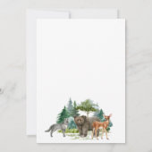 Waldtiere mit Babydusche tragen Wölfe Einladung (Rückseite)