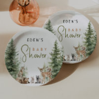 Waldtiere mit Name Baby Dusche