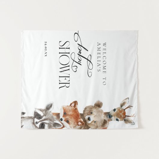 Waldtiere Moderne neutrale Babydusche Wandteppich (Vorderseite (Horizontal))