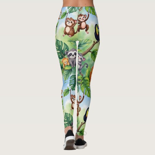 Waldtiere nahtloses Muster Leggings (Rückseite)